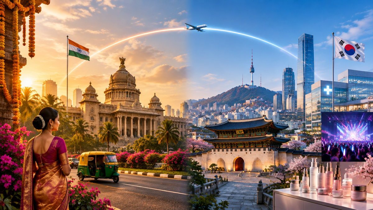 CareToKorea connects India and Korea: Bengaluru on one side, Seoul's palace, hospitals and K-beauty on the other