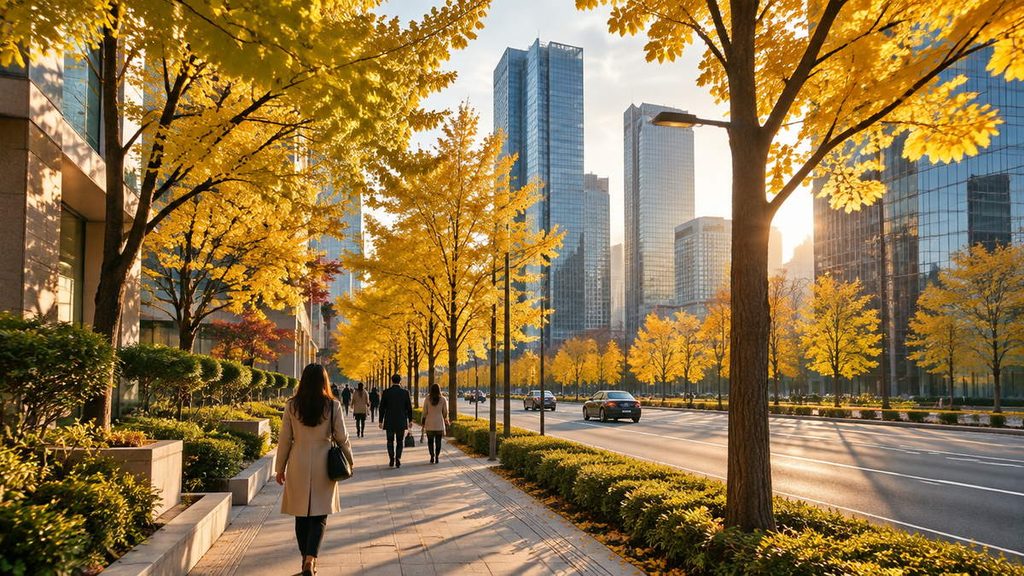 Indian couple enjoying an autumn afternoon in Seoul after a health check-up